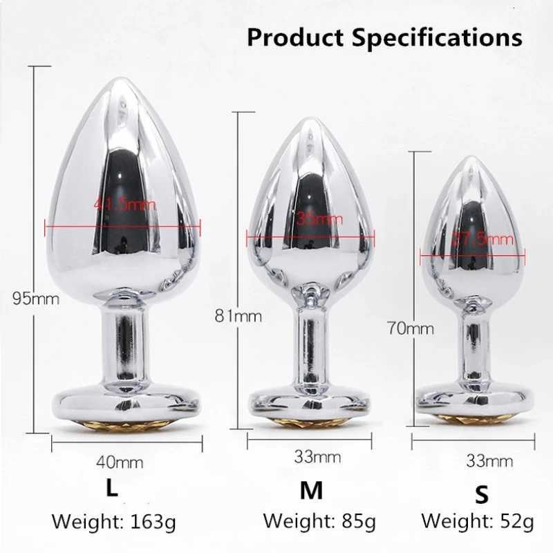 3 Size Anal Plug Heart Stainless Steel Crystal Anal Plug Removable Butt Plug Stimulator Anal Sex Toys Prostate Massager Dildo XJ250806