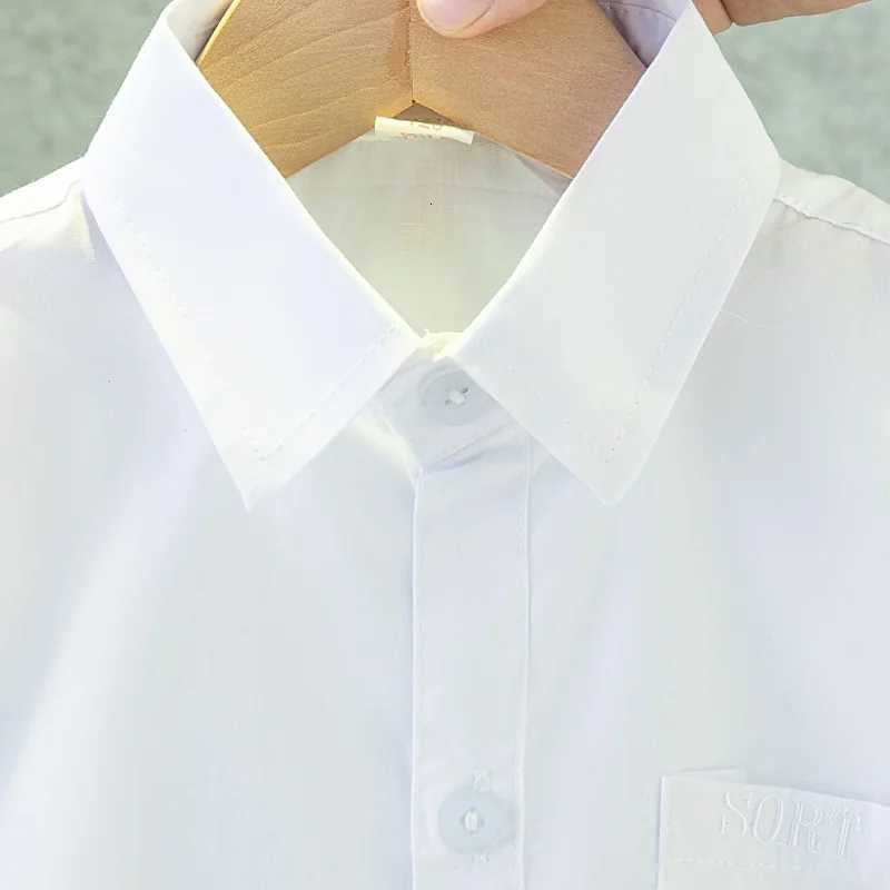 Summer New Baby Boy Shirt Simple Style White Short Sleeved Childrens Clothing Suitable for Heights of 120-180cm X250806