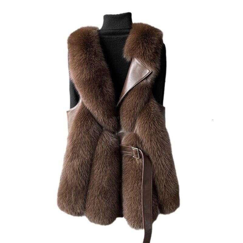Women's Clothing 2024 Stylish Winter Outer Wear Thickened Fox Fur Vest Jacket Fashionable Young Style