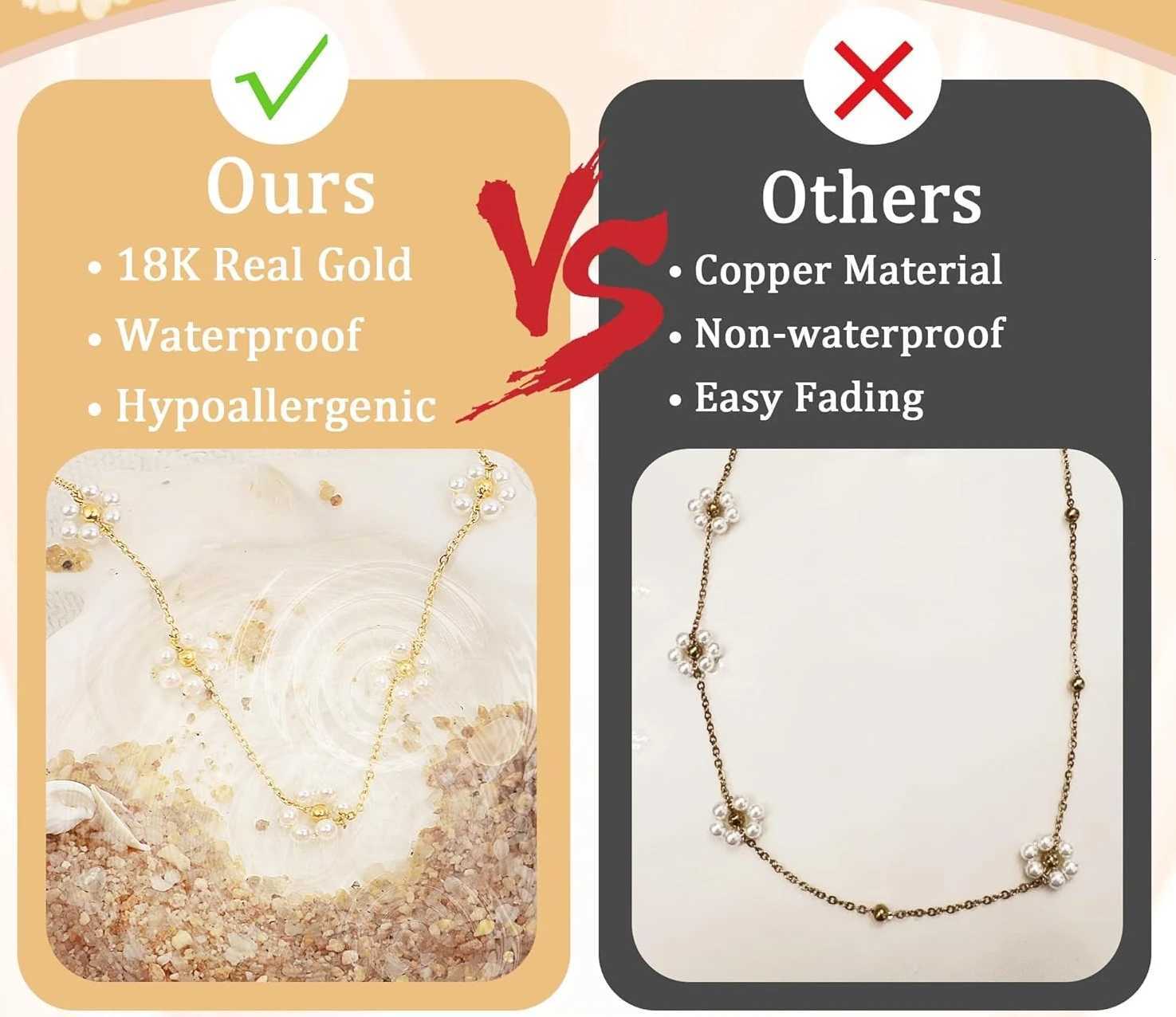 14K Gold Plated Stainless Steel Choker Necklace with Dainty Daisy Pearl Flower Necklace Gift for Her Birthday Gift Y250805