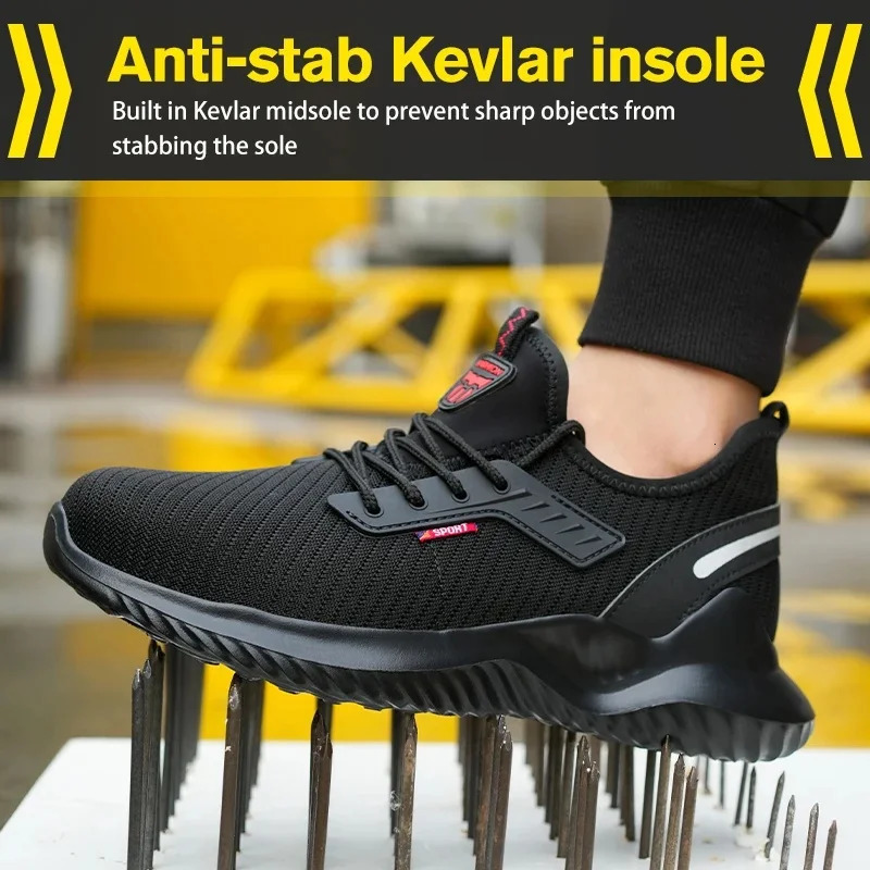 Lightweight Safety Shoes Men Steel Toe Sneakers Puncture Proof Breathable Safety Boots Man Dangerous Construction Work Foorwear 250731