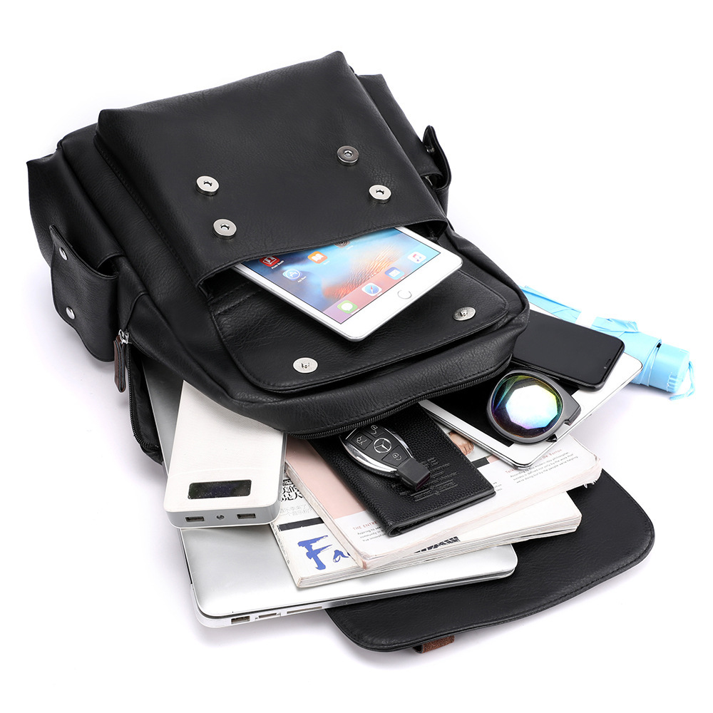 Free Shipping Designer Luxury Large Capacity Soft PU Leather Backpack Casual Business Laptop Bag Student Backpack Casual Travel Bag