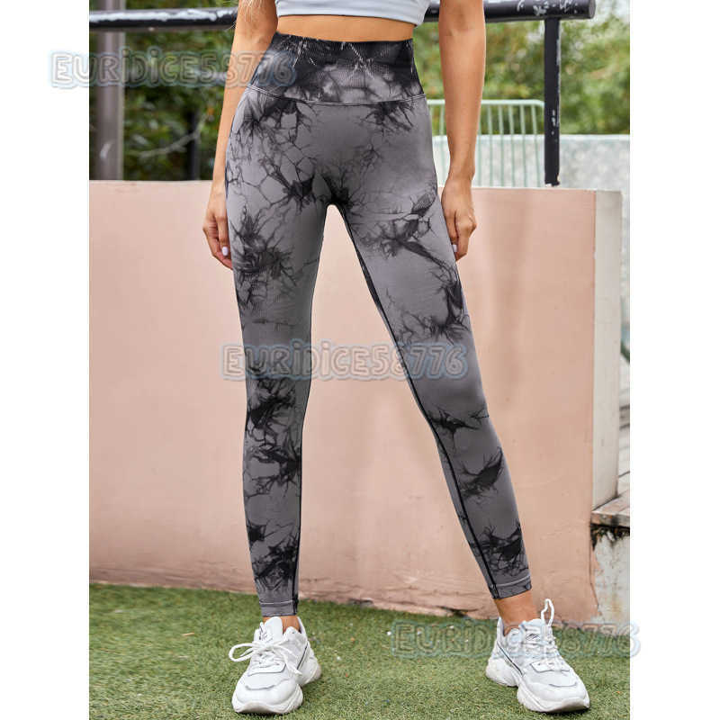 Seamless Tie-dye Yoga Pants Fitness Embarrassing Lines Quick-dry Sports Leggings High Waist Peach Butt High Elasticity Pants H250806