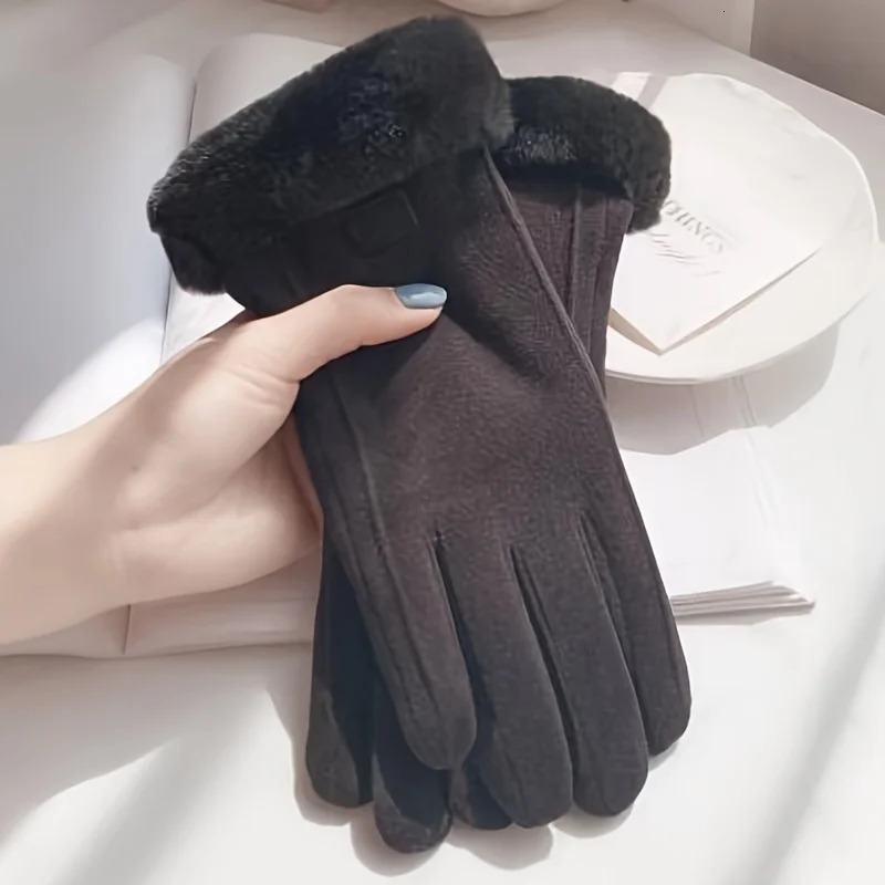 Women Touch Screen Gloves Fashion Mittens Autumn Winter Warm Thin Cashmere Solid Cycling Drive Suede Fabric Elegant Windproof 250806