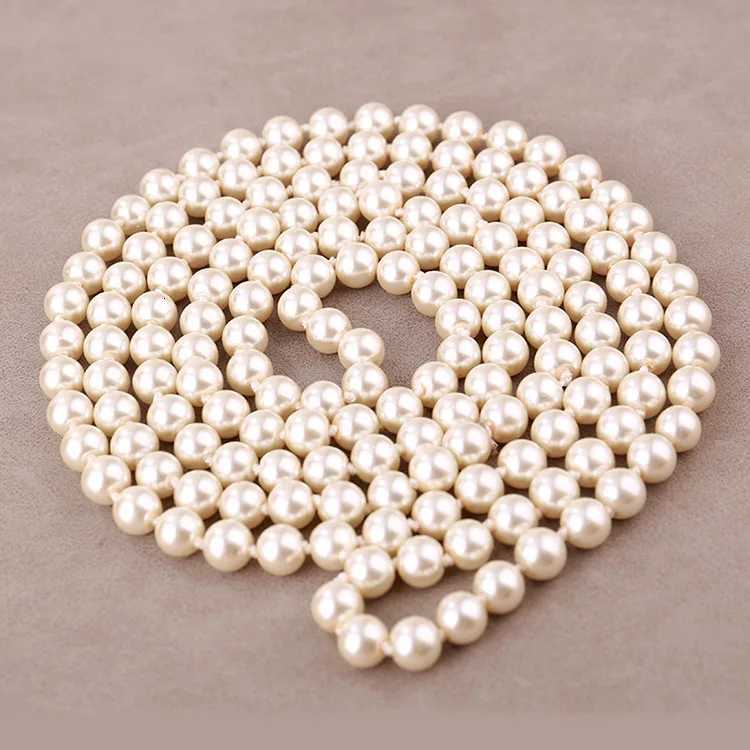2023 Fashion Elegant Imitation Pearl Necklace for Womens Knot Multi-layer Long Sweater Chain Clothing Accessories Y250805