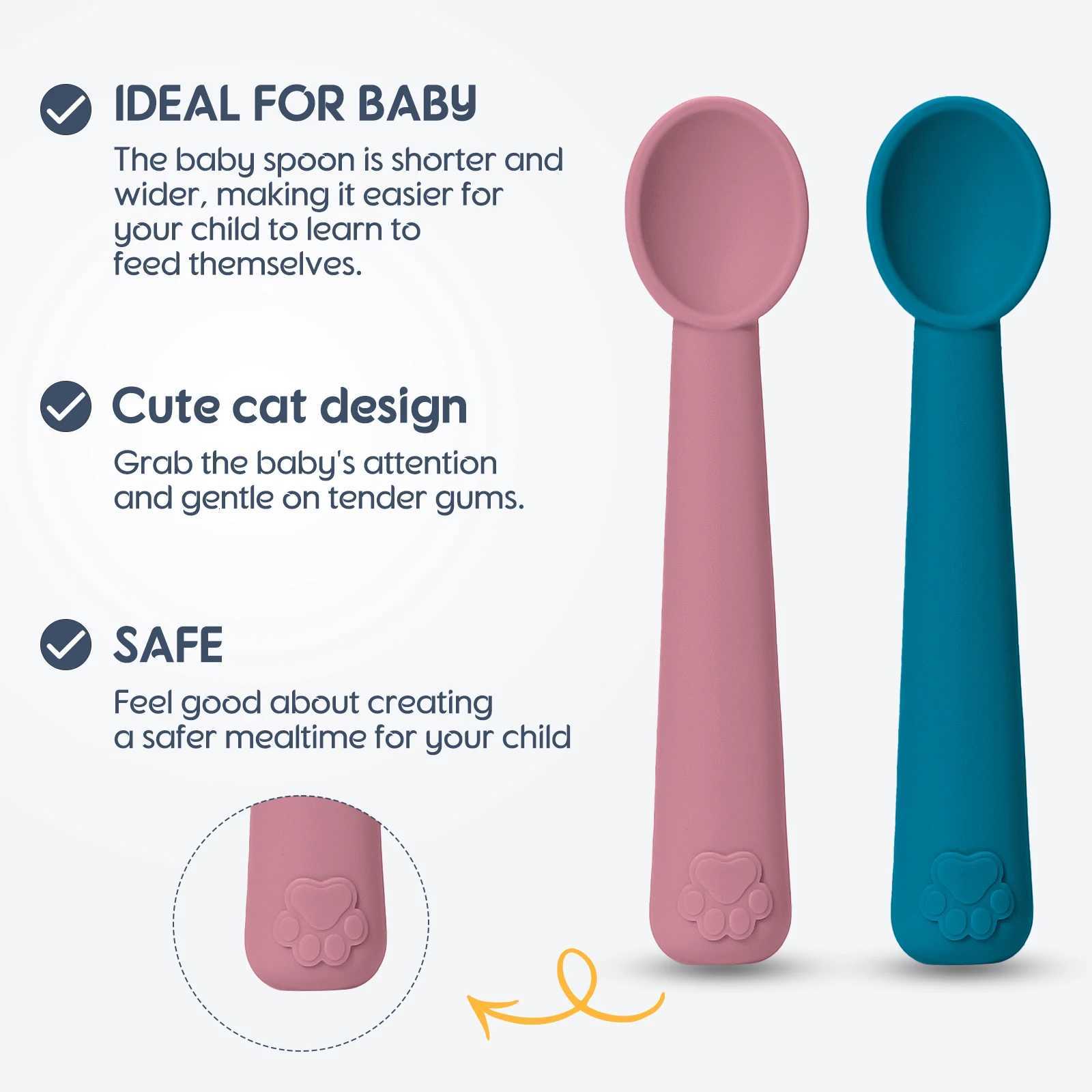 2Pcs Silicone Baby Feeding Bowl Set Baby Learning Dishes Suction Bowl Set Silicone Spoon Children Tableware Baby Supplies X250806