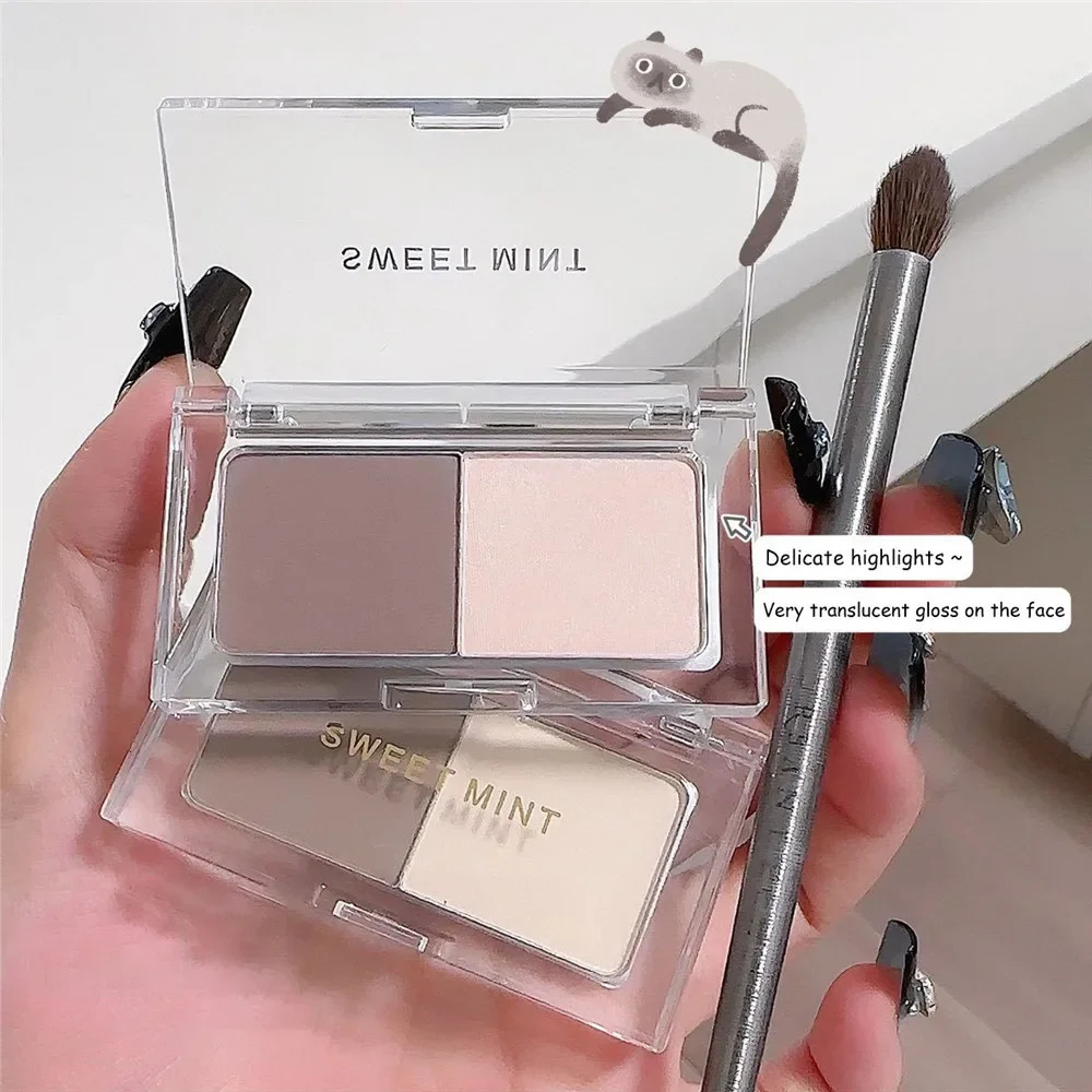 Two-color Nose Shadow Powder Highlighter Contouring Palette Side Shadow V Face Matte Brightening Multifunction Makeup Palette 250730