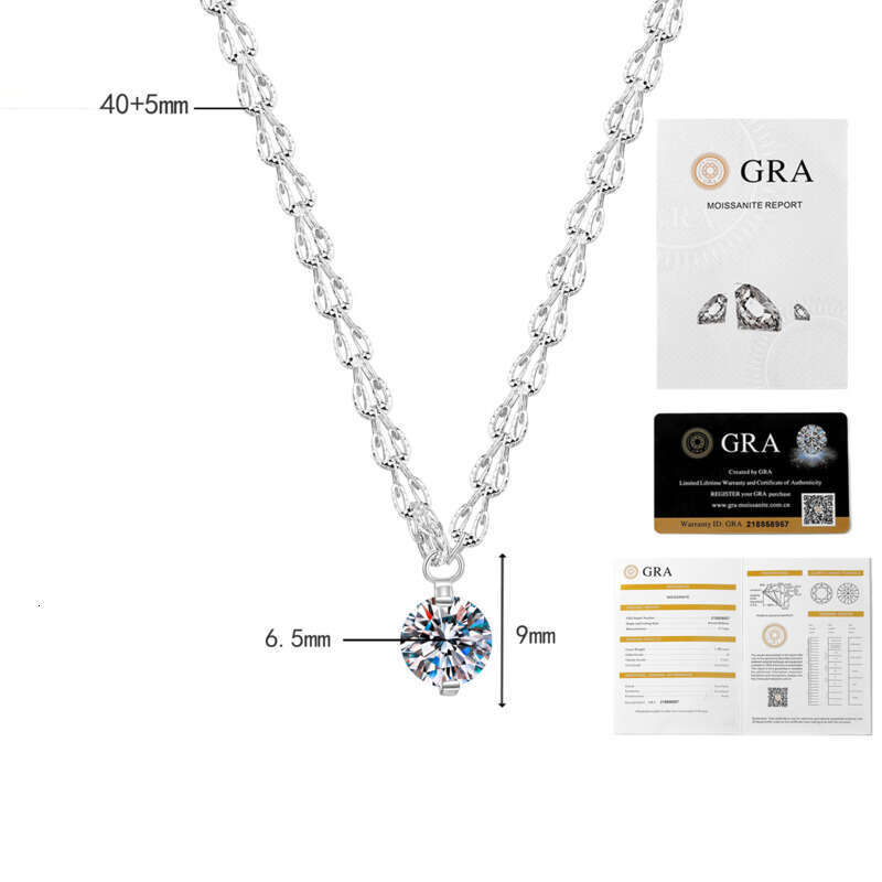 Phoenix Tail Pendant S Sterling Sier Necklace Simple Korean Style Four-Prong Single Dia 2 ct Moissanite