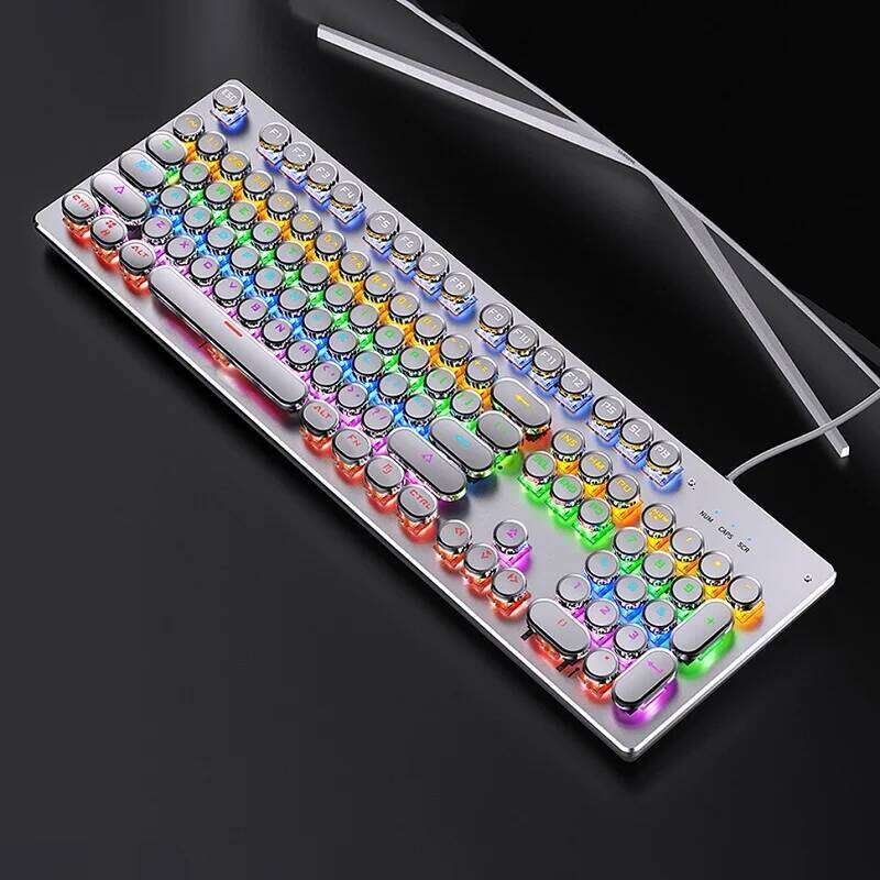 Designer retro punk mechanical keyboard blue black brown switch keys USB wired game RGB backlight for PC laptop gamers