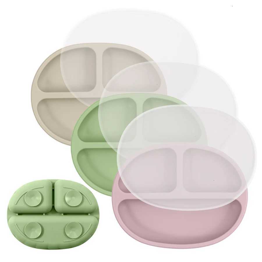 1PCS Baby Silicone Dishes Plate Kids Feeding Plate Sucker Bowl Solid Color Children Dishes Toddler Training Baby Tableware X250806