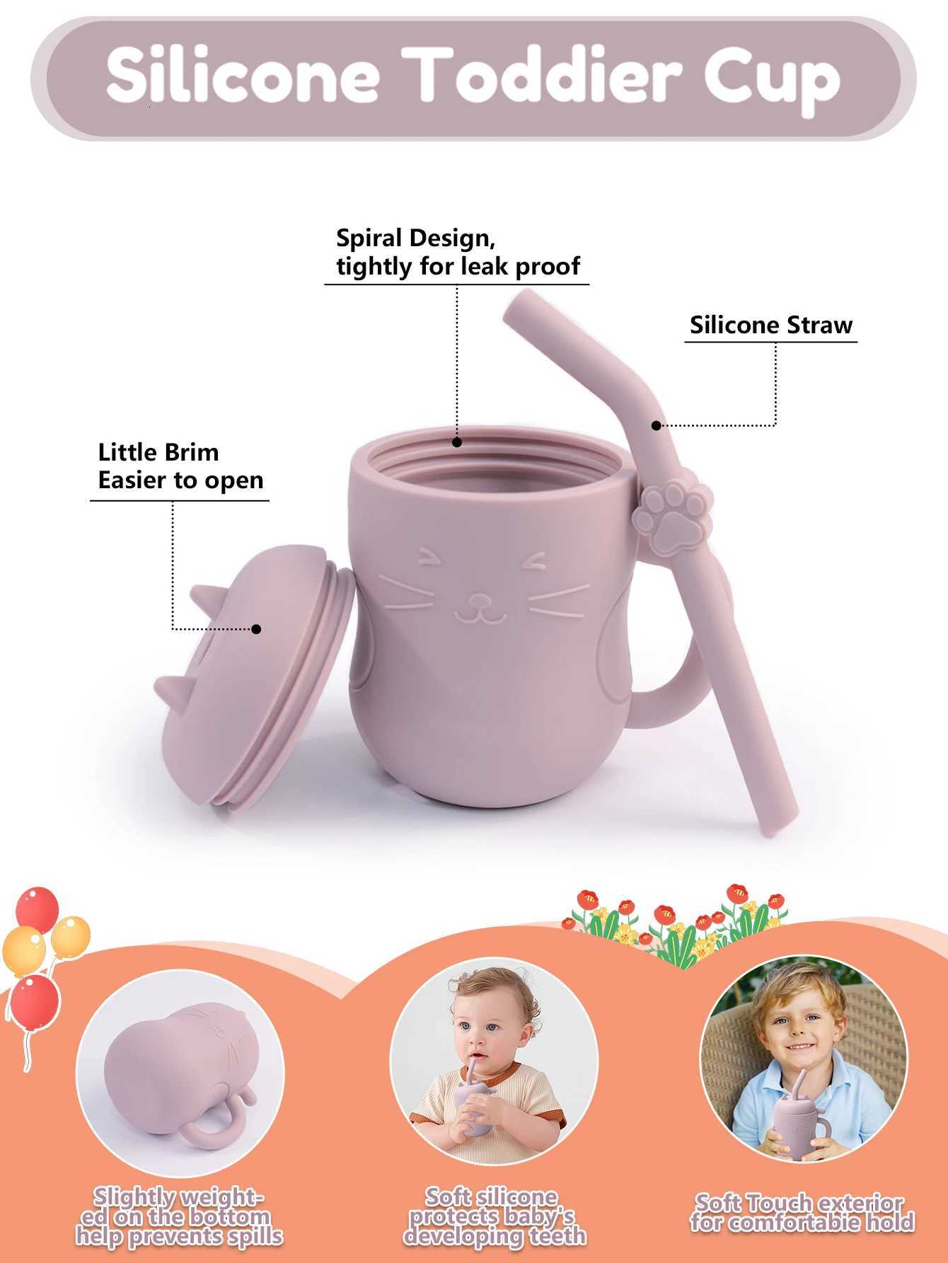 150ML Baby Learning Feeding Cup Kid Feeding Drinkware Straw Bottles Anti-Hot Leakproof Silicone Tableware Toddler Water Bottle X2508061