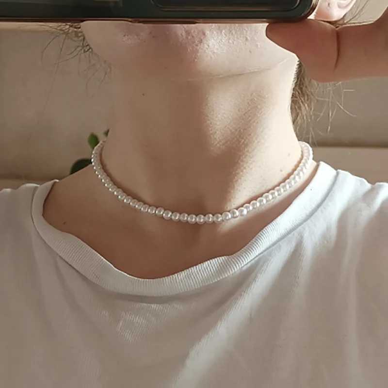 Aihua 4/6/8/10/14mm Elegant Imitation Pearl Beaded Choker Necklaces Collar for Women Wedding Bridal Party Jewelry Gifts Y250805