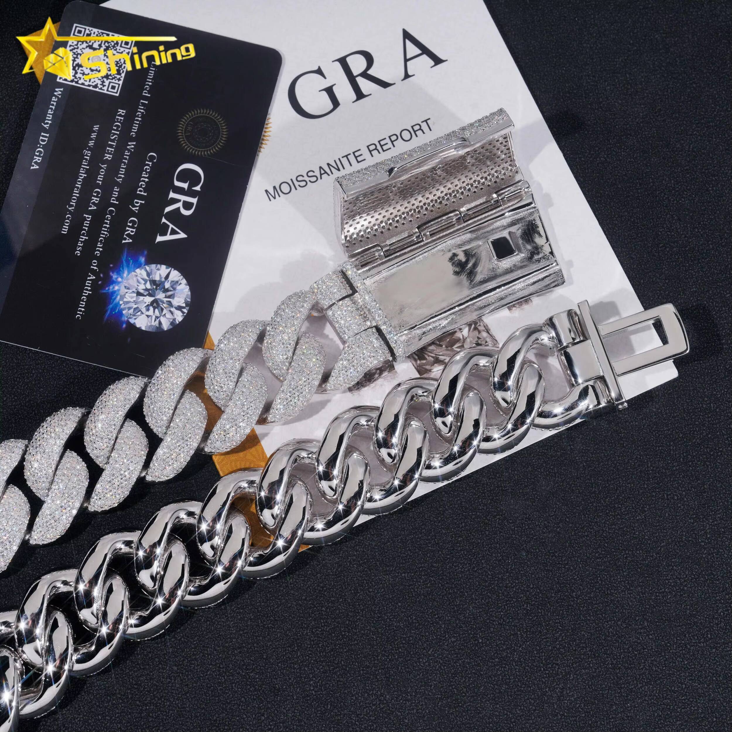 2025Hip Hop Jewelry Big Ass Necklace 25MM Fully Iced Out 925 Silver Gold Plated VVS Diamond Moissanite Cuban Link Chain for Men