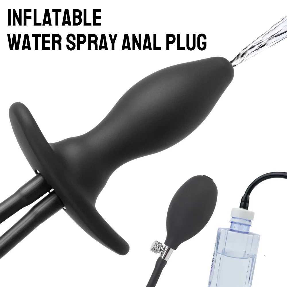 2 IN 1 Inflatable Enema Cleaner Anal Plug Water Spray Buttplug Vaginal Dilator Prostate Massager Stimulate Sex Toys for Women Men XJ250806