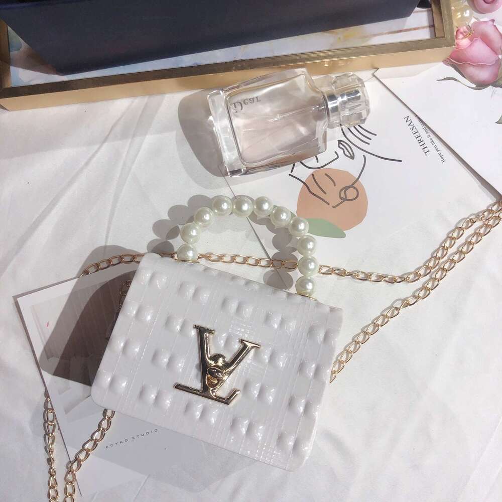 DHcollections 2025 New Pearl Handheld Mini Jelly Quilted Women's Candy Color Small Square Single Shoulder Crossbody Chain Bag