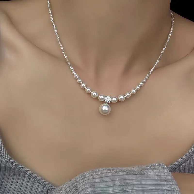 New Fashion Pearl Droplet Necklace for Women Minimalist Design String Bead Collarbone Chain Wedding Jewelry Gifts Y250805