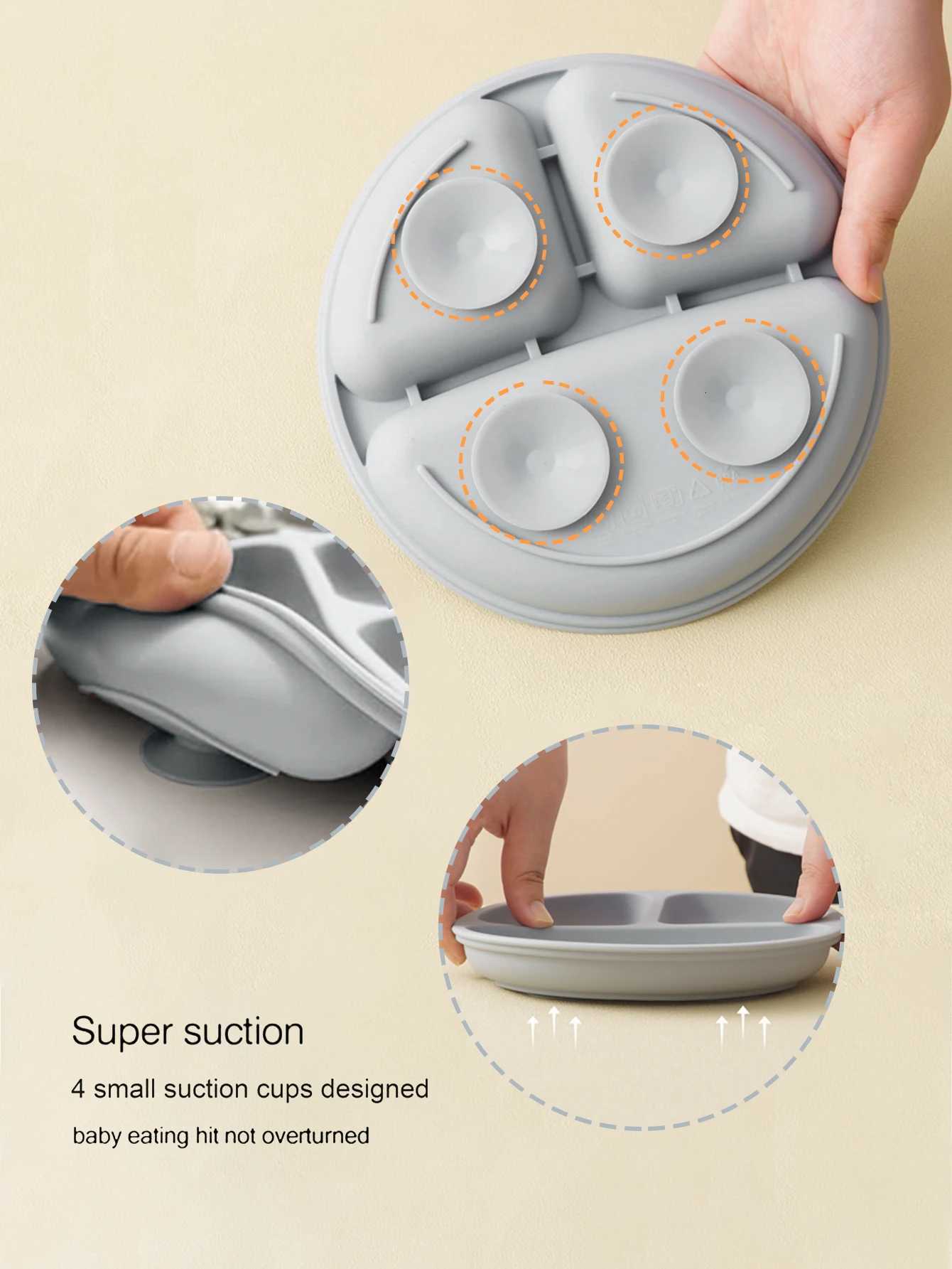 1PCS Color Kids Baby Sucker Silicone Dishes Plate Good Grade Dining Plate Feeding Bowl Toddle Training Tableware Baby Stuff X250806