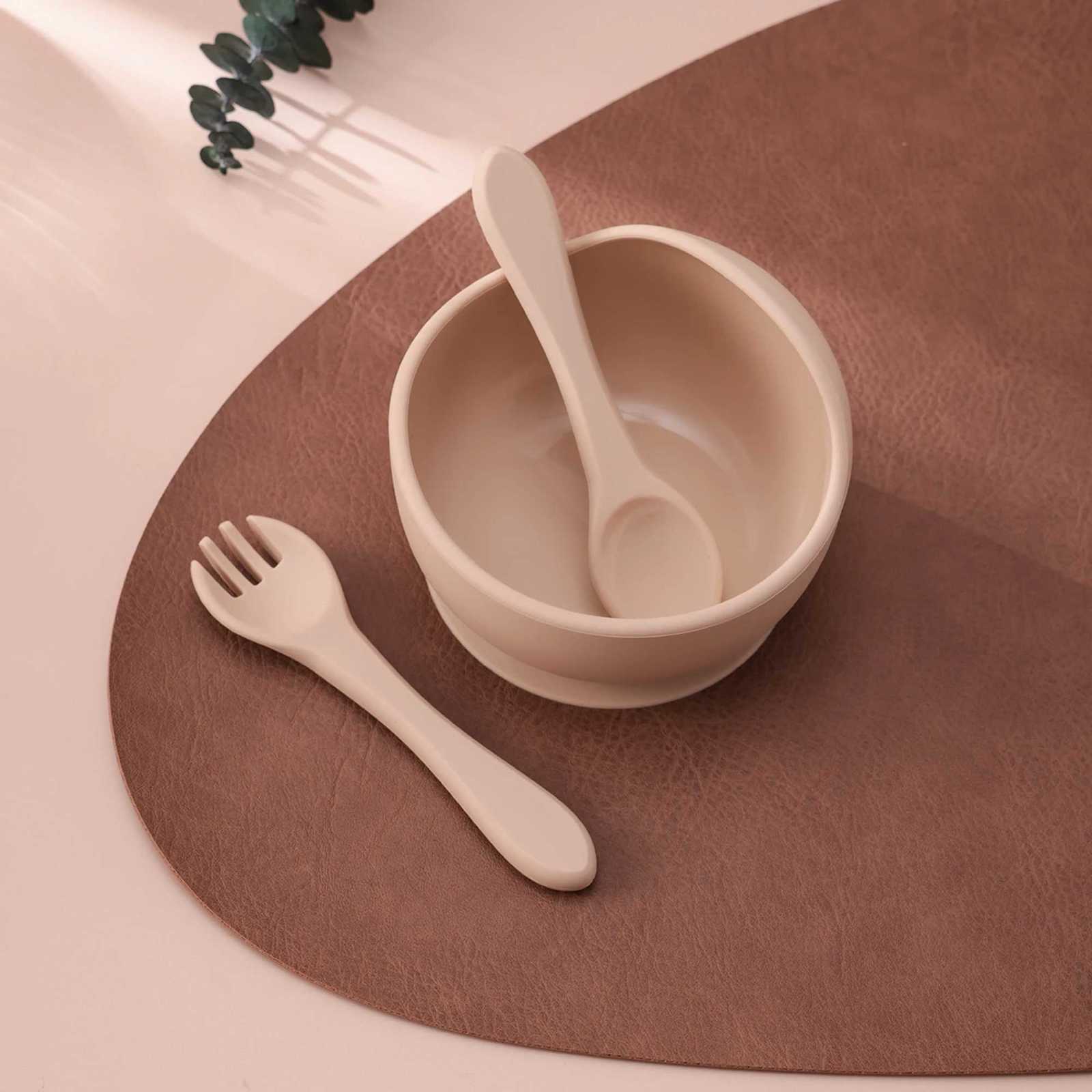 3PCS Silicone Baby Feeding Set Suction Bowl BPA Free Spoon Fork Toddler Learning Dishes Self Feeding Childrens Tableware X250806