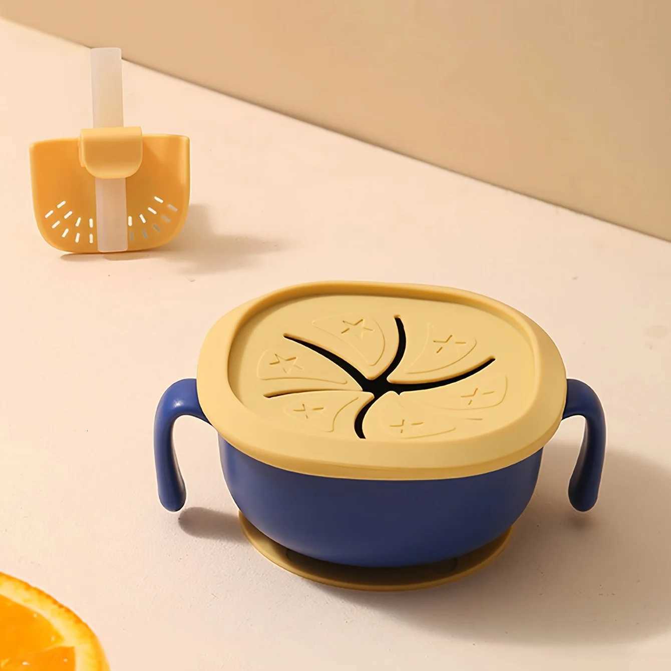 3-in-1 Baby Snack Bowl with Silicone Straw Cover Detachable Suction Kids Soup Bowl with Handle Portable Handle Cup for Outdoor X250806