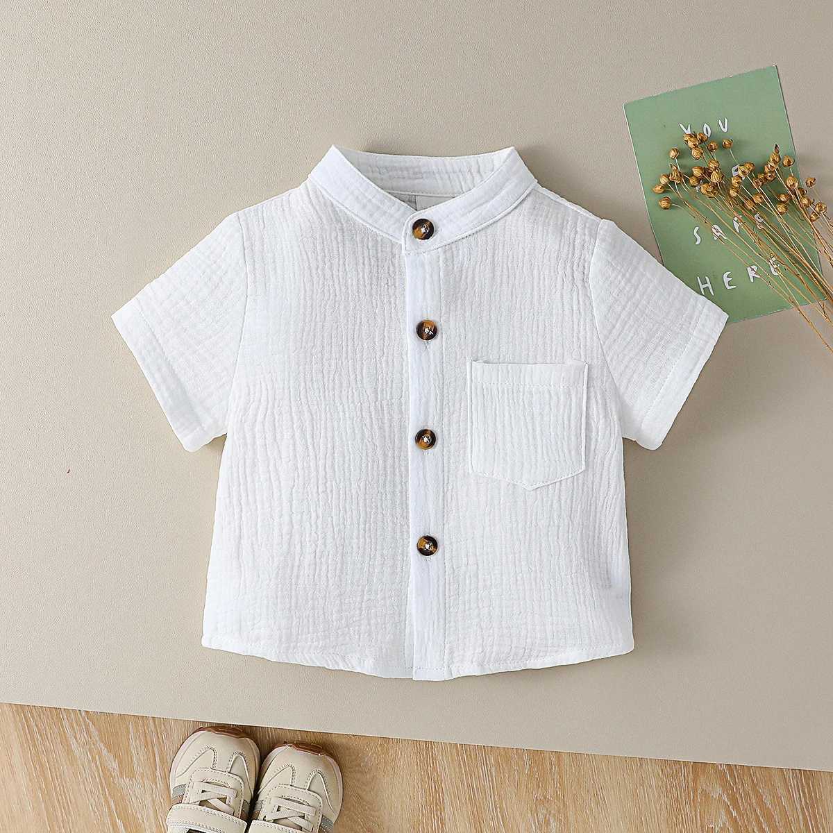 Childrens New Summer Solid Color Casual Shirt with Korean College Style X250806