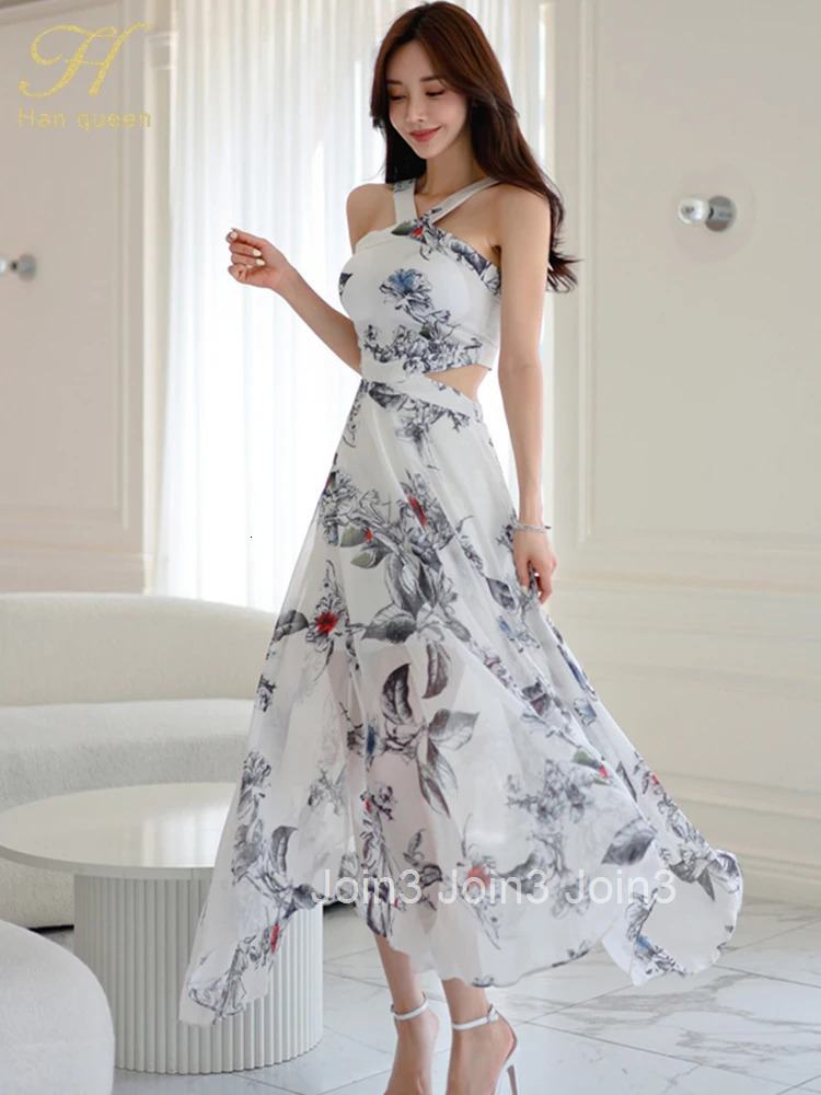Summer Dresses Elegant And Pretty Prints Vintage Long Dress Women Chiffon Sexy Bohemia Vestidos Female Clothing