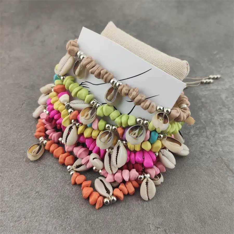 Bohemian Shell Beads Stone Anklets For Women Vintage Woven Rope Pendant On Leg Anklet Beach Ankle Jewelry New Gift Y250805