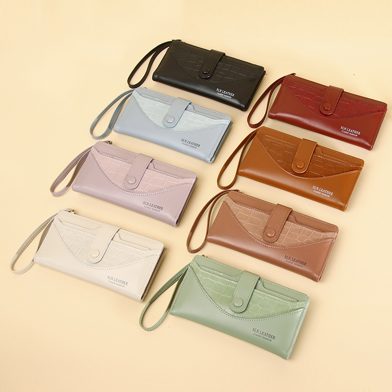 New Stone Pattern Fashion Long Women's Wallet Multi-Card Slot Zipper Personality Buckle High-End Coin Purse