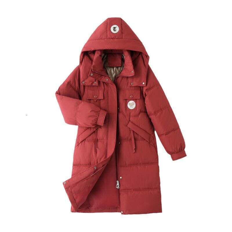 Women's Clothing Mid Length Warm New Fashion Winter Large Size Hooded Thickened Cotton Jacket Flat Coat