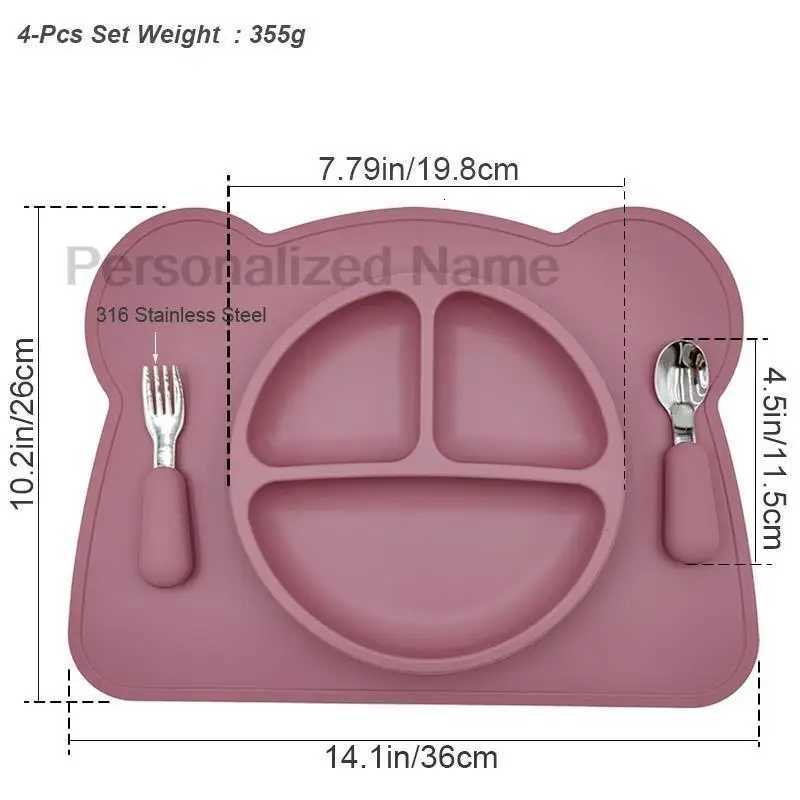 4PCS Baby Silicone Sucker Bowl Plate Cup Mat Spoon Fork Sets Children Non-slip Tableware Baby Feeding Dishes BPA-Free Custom X250806