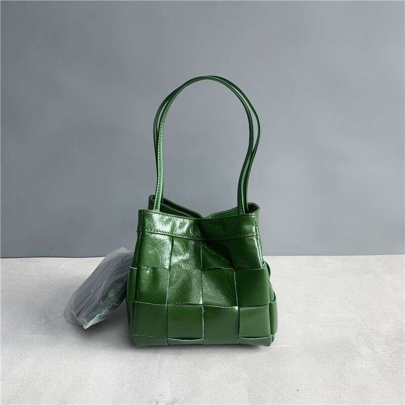 Designer Bag Tote Shoulder Bag Niche Design Top Layer Oil Wax Cowhide Handbag Burst Pattern Fashion Woven Versatile Bucket Transformable