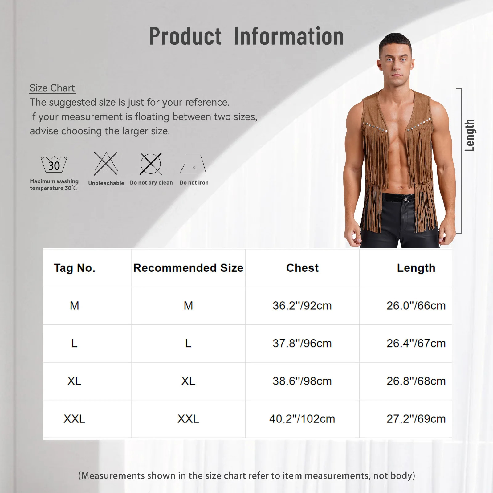 Mens Western Cowboy Vintage Faux Suede Tassel Vest Tops Open Front Rivets Fringe Waistcoat Jacket Festival Rave Party Clubwear 250805