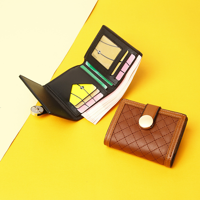 Korean Style New Quilted Embroidered for Women Fashion Versatile Multi-Card Slot Ladies Short Wallet