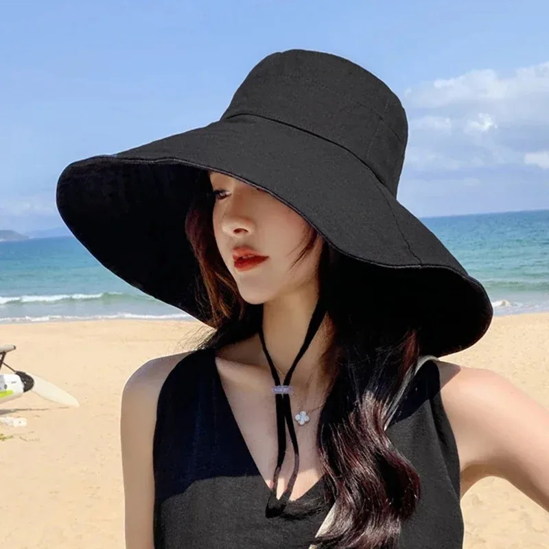 Japanese Sunshade Female Spring and Summer Sunscreen Free To Fold Big Brim Sun Hat Fisherman Hat Cover Face Oversized Hair 250805