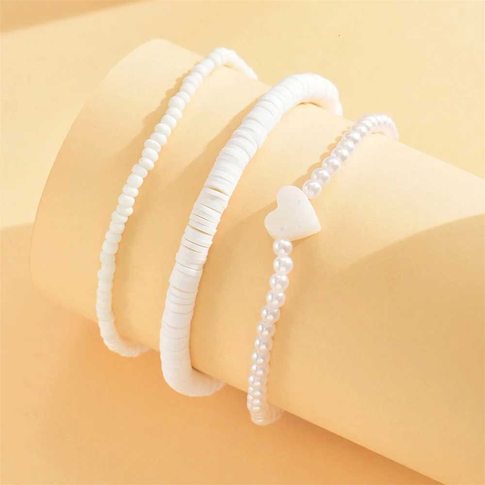 Simulated Pearl Rice Beads Heart Anklets For Women Silver Color Foot Chains Ankle Beach Jewelry Summer Accessories Y250805