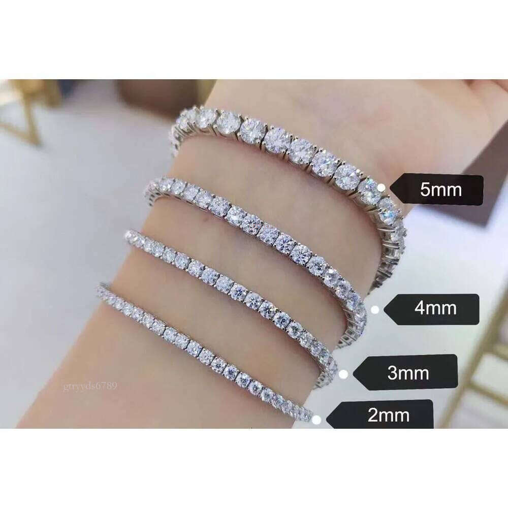 Necklace sier Moissanite bracelet VVS GRA Certification 3mm 4mm 5mm D color Tennis Chain Hip hop jewelry for men and women