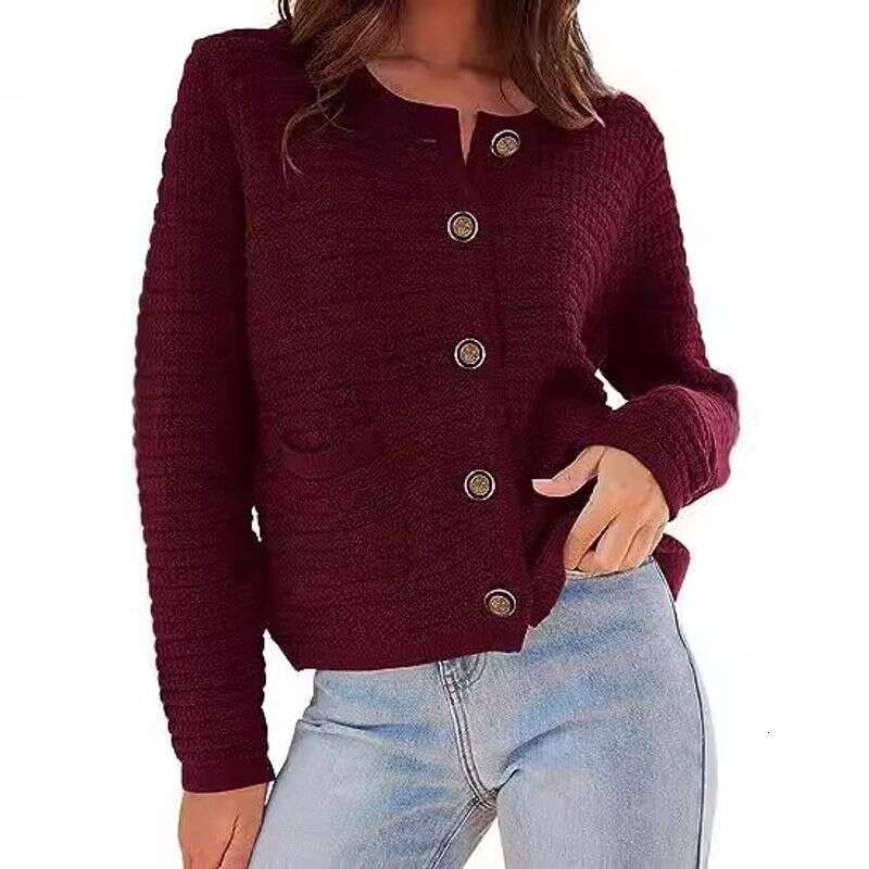 Women's Long Sleeve Knit Cardigan Fall Fashion Loose Fit Casual Round Neck Open Front Sweater For Work & Daily Wear