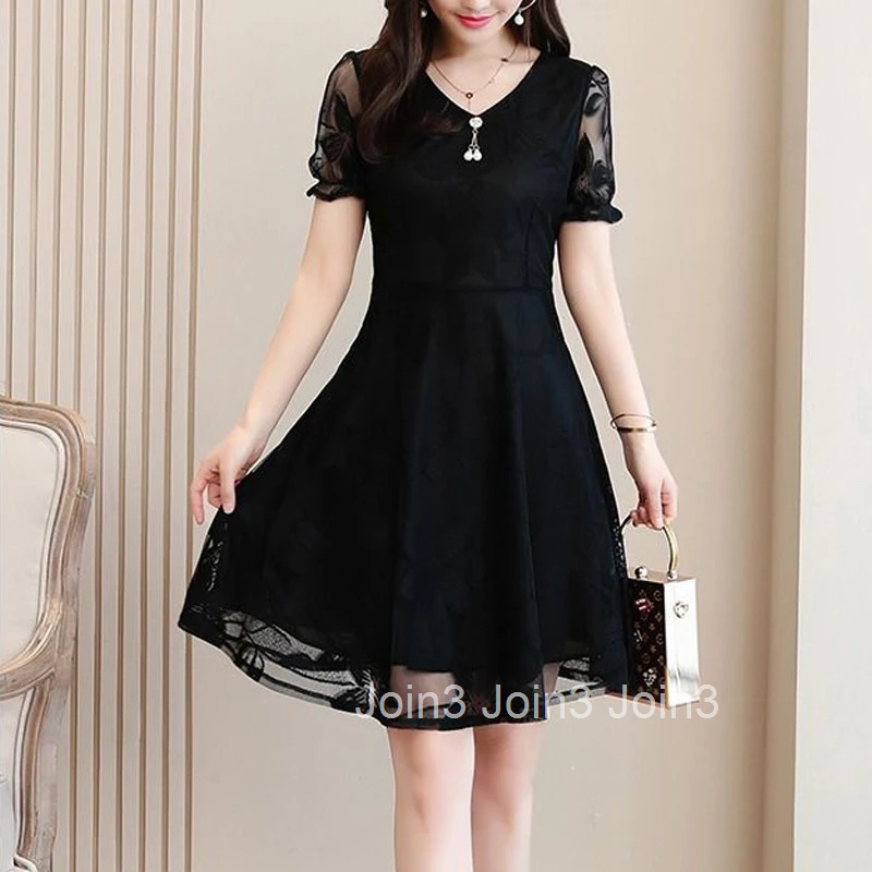 Elegant Fashion Sexy Mesh Lace V Neck Party Ladies Dresses Fashion Slim Short Sleeve Midi Dress for Women Summer Vestidos