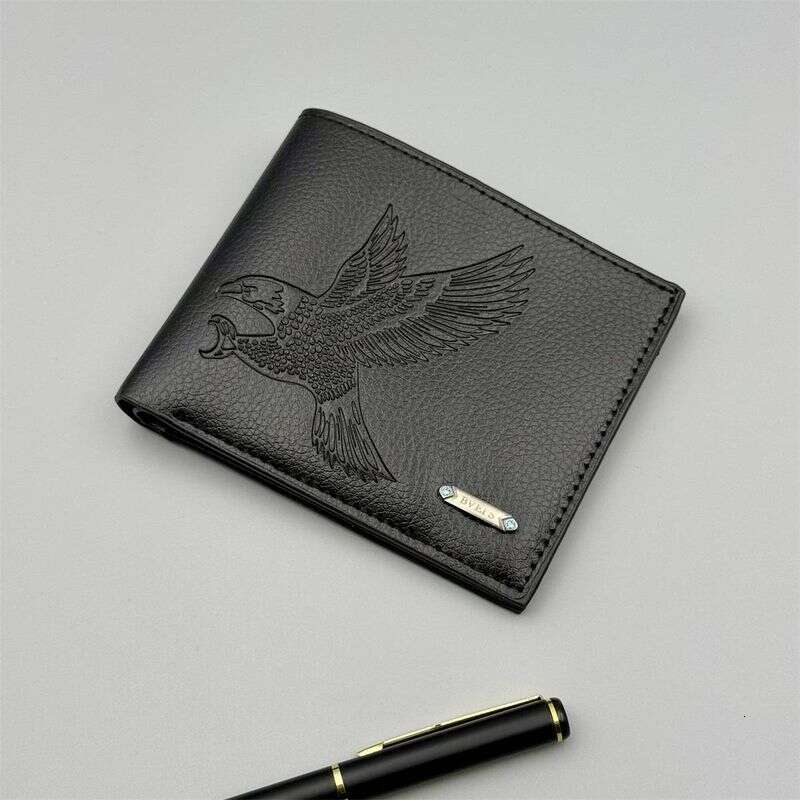 Cross-border New Men's Short Wallet Soft Leather Thin Eagle Pattern High-value Explosions