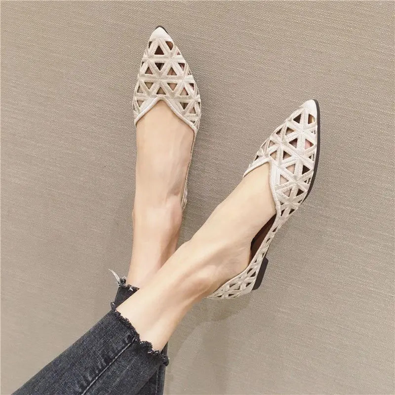 Shoes for Women Pointed Toe Ladies Summer Footwear Flat Flats Yellow Clear Transparent Elegant Dress High Quality Lastest E 250731