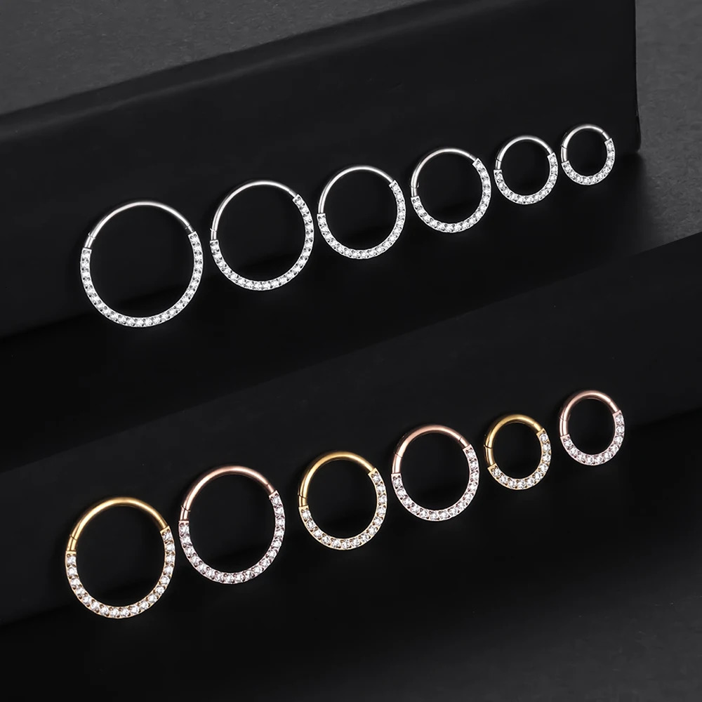 1/10Pcs G23 14G/16G/18G Nose Rings Hinged Segment Ear Cartilage Tragus Earring Hoops Septum Clicker Piercing Jewelry 250805