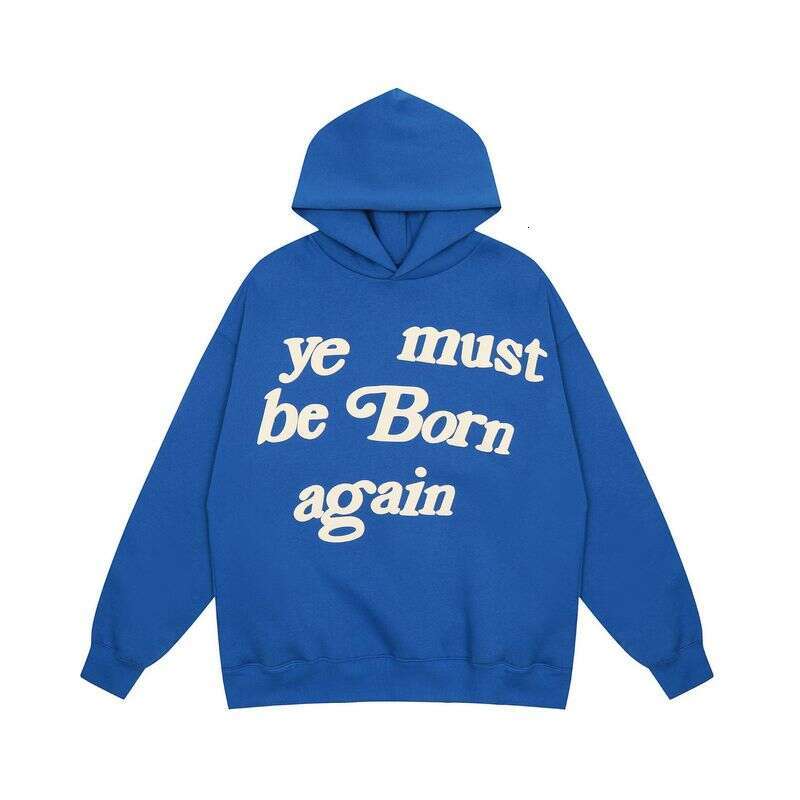 Men's Clothing Same Style Ye Must Be Born Again Foam Letter Hooded Sweatshirt Plus Veet Hoodie