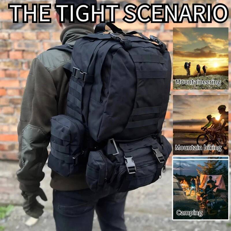 Men's Large Capacity Oxford Cloth Tactical Backpack Outdoor Hiking Climbing Army Rucksacks Waterproof Camping Bags 55L high-quality