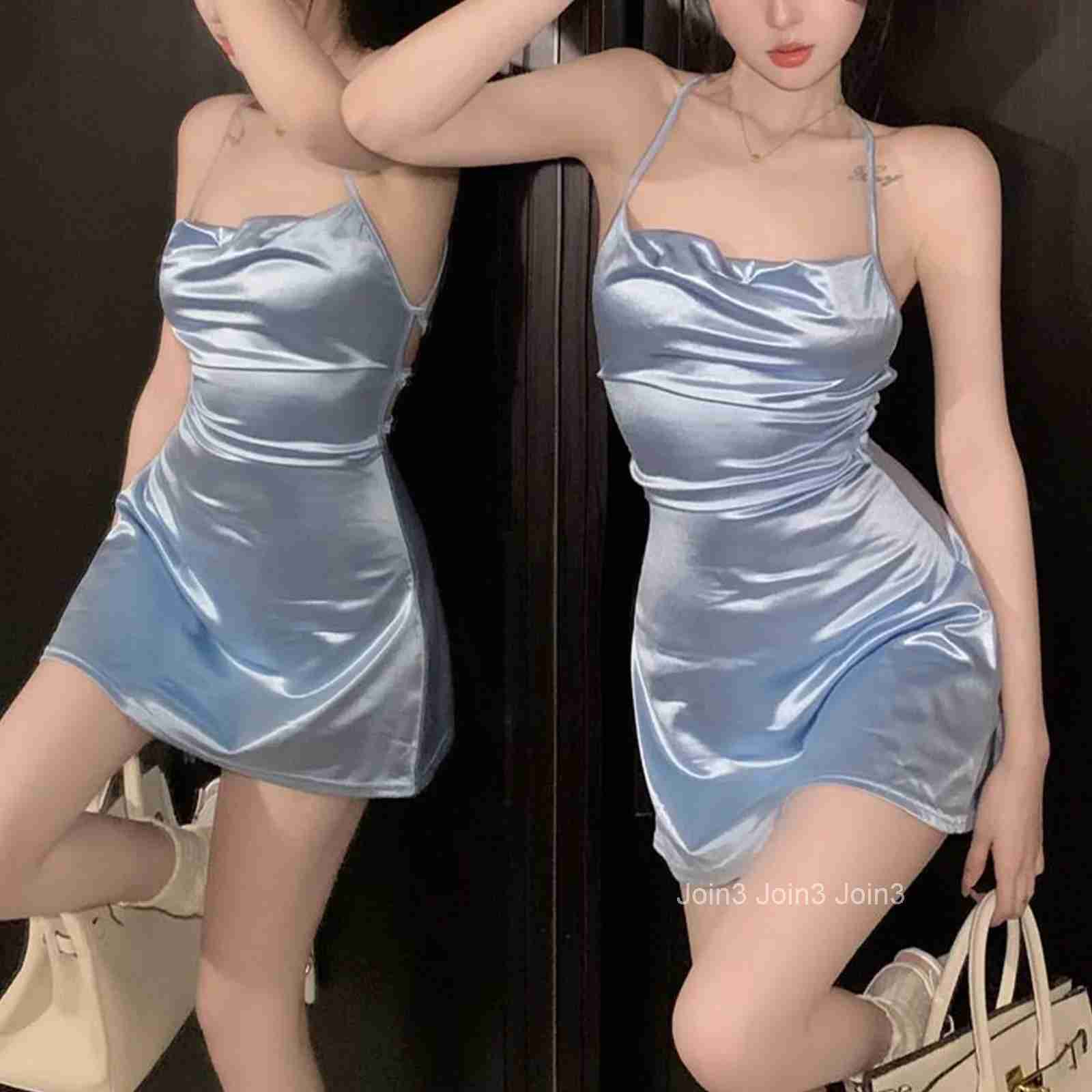 Sexy Bodycon Mini Dresses Women Summer Cross Tie-Up Backless Satin Short Dress Woman Elegant Party Clubwear Dress Harajuku