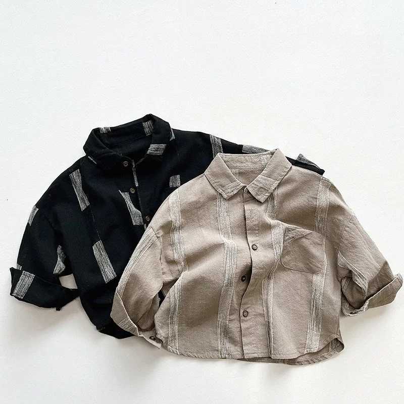 AYNIGIELL Spring/Autumn New Boys Shirt 1-6 Year Old Boys Korean Edition Casual Top High Quality Cotton Long Sleeve Cardigan X250806