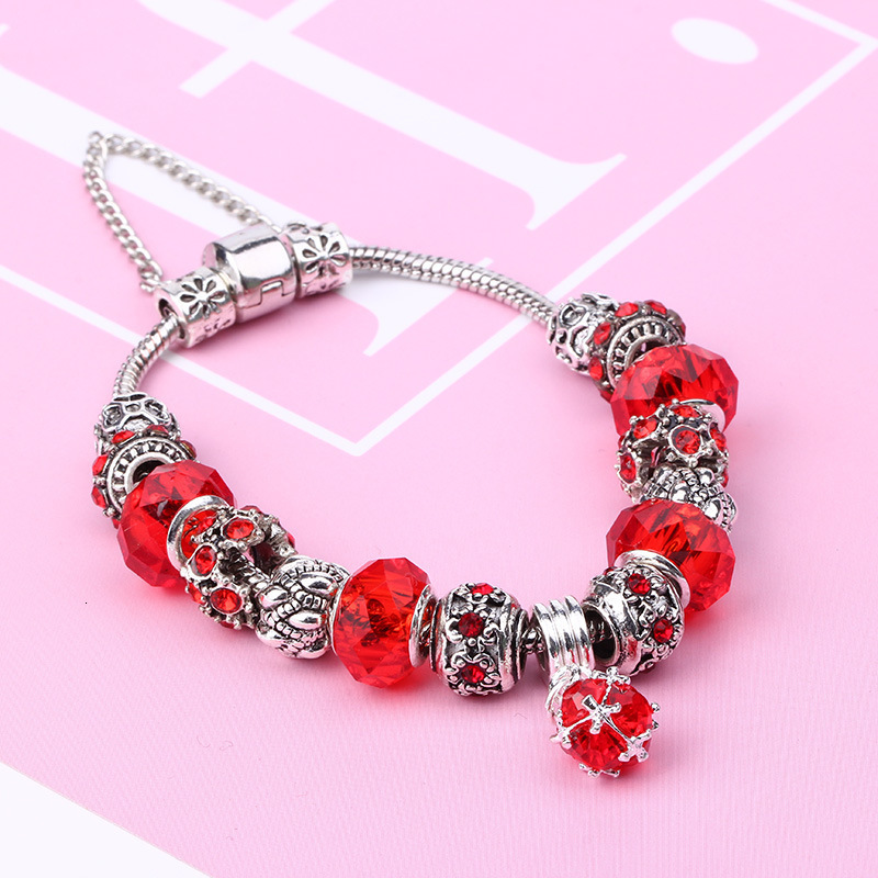 DIY Large Hole Beaded Crystal Bracelet for Women Best Friend Jewelry Snake Bone Chain Bracelet