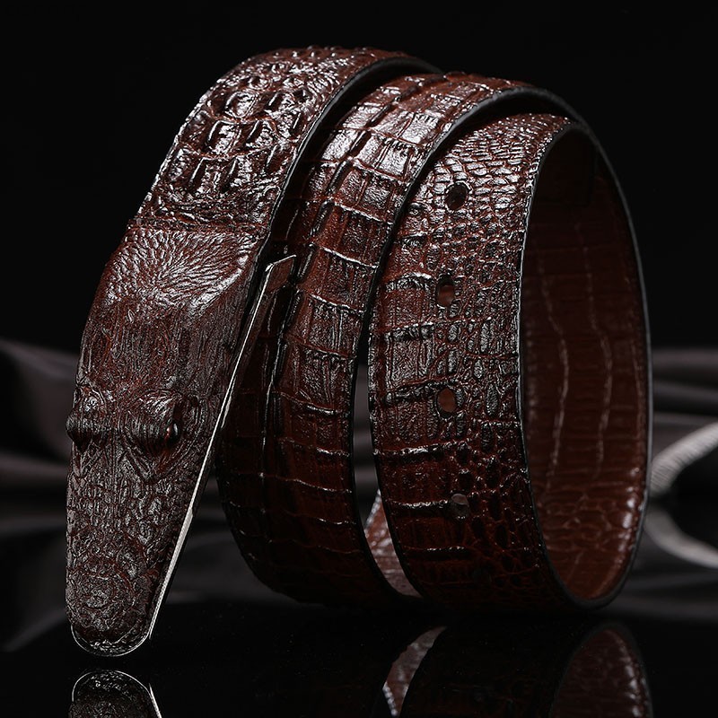 Leather Mens Belt Skin Belt Genuine Leather Alligator Strap Head Belt Real Cowhide 250102