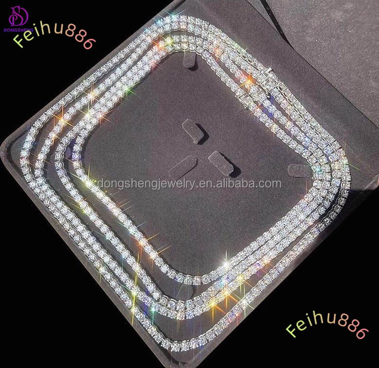 Best Selling Hip Hop Iced Out Fashion Jewelry Necklaces S925 4mm Laboratory Synthesis Gemstones Diamond Moissanite Tennis Chain