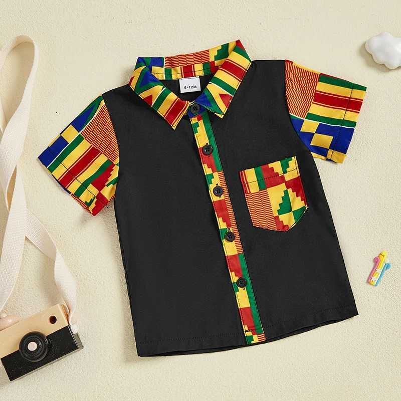 Toddler Boys Short Sleeve African Print Button Down Shirt Summer Tops Kids Casual Ethnic Style Blouse for Boys X250806