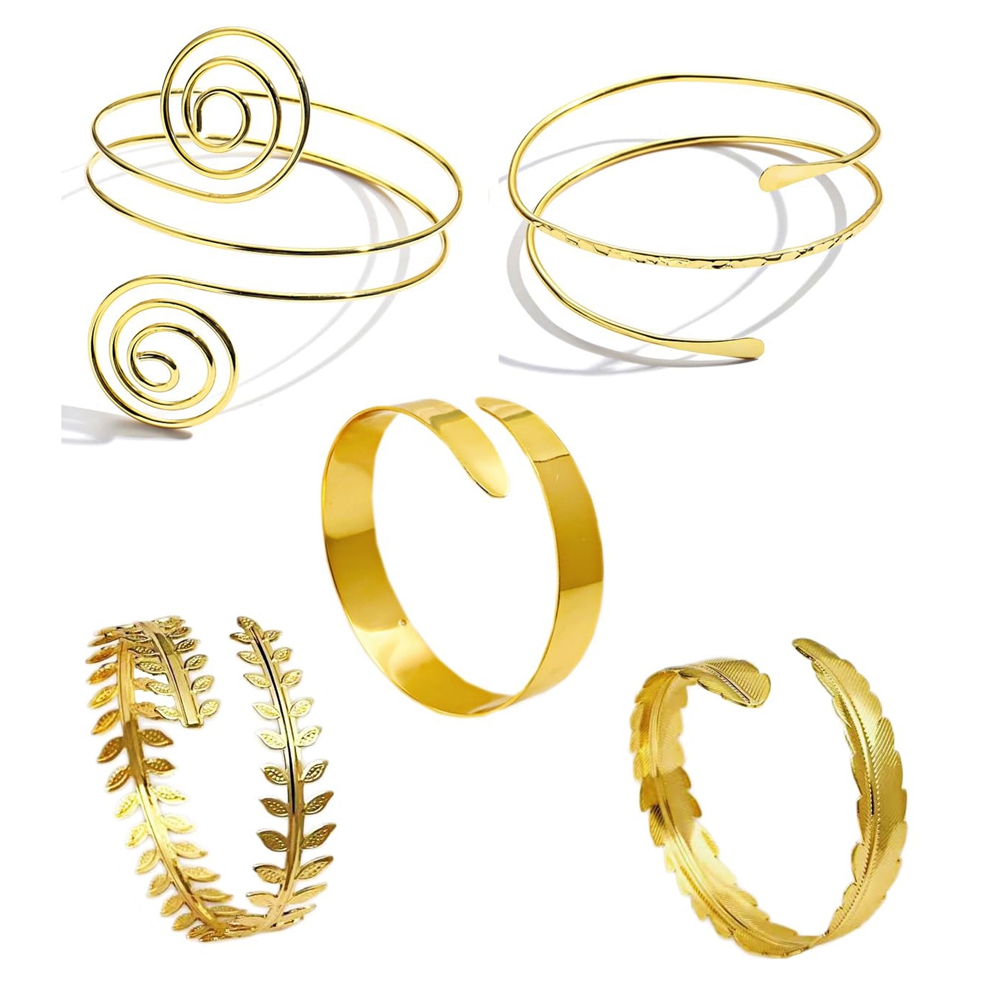 Alloy Armband Swirl Upper Arm Cuff Bracelet Sets Egyptian Costume Acces for Women Girl Armlet Bangle Body Jewelry