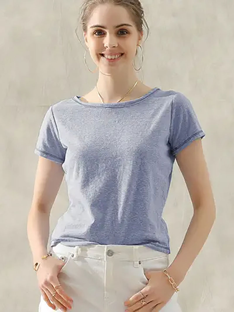 Round neck T-shirt dress short top Fashionable, comfortable and simple CWTTS421